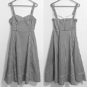 Avec Les Filles Black and White Gingham Midi Dress | NWT